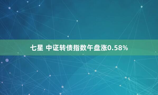 七星 中证转债指数午盘涨0.58%